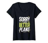 Mujer Disculpa Mejores Planes Slogan Sarcastico Camiseta Cuello V