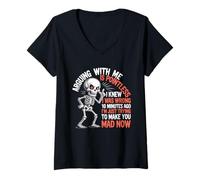 Mujer Discutir conmigo no tiene sentido Sabía que estaba equivocado Cráneo divertido Camiseta Cuello V
