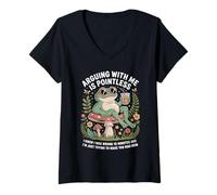 Mujer Discutir Conmigo no Tiene Sentido Sabía Que Estaba Equivocado Rana Camiseta Cuello V