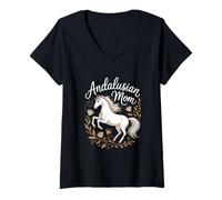Mujer Diseño Andaluz mamá Amante de los Caballos Camiseta Cuello V