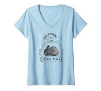Mujer Diseño Animal de Just a Human Who Loves Silver Fox Rabbits Camiseta Cuello V