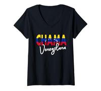 Mujer Diseño Artístico Chama Venezolana Franela Bandera Venezuela Camiseta Cuello V