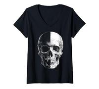 Mujer Diseño artístico de Calavera con diseño de Arte rupestre para Hombres y Mujeres Camiseta Cuello V