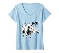 Mujer Diseño Boop The Angry Bull para Amantes de los Animales y diversión Camiseta Cuello V