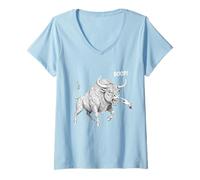 Mujer Diseño Boop The Angry Bull para Amantes de los Animales y diversión Camiseta Cuello V
