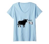 Mujer Diseño Boop The Angry Bull para Amantes de los Animales y Momentos Divertidos Camiseta Cuello V
