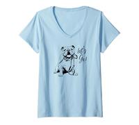 Mujer Diseño Bulldog Inglés Let's Go! - Diseño Bulldog Inglés Camiseta Cuello V