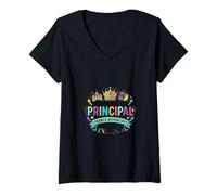 Mujer Diseño Colorido de Agradecimiento Principal de liderazgo Escolar Camiseta Cuello V