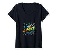 Mujer Diseño Colorido de energía sin límites Camiseta Cuello V