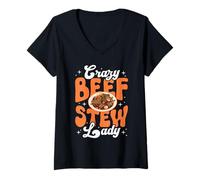 Mujer Diseño Crazy Beef Stew Lady Camiseta Cuello V