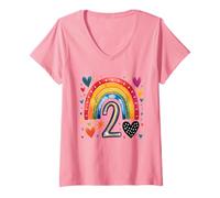 Mujer Diseño de 2º cumpleaños con Texto en alemán Ich Bin Schon Zwei Camiseta Cuello V