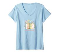 Mujer Diseño de Abanico de Libros de Estilo Vintage de Flores y Libros Camiseta Cuello V