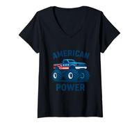 Mujer Diseño de American Power Monster Truck Camiseta Cuello V
