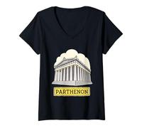 Mujer Diseño de Arquitectura Clásica Partenón Grecia Camiseta Cuello V