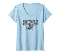 Mujer Diseño de astrología Celestial del Signo del Zodiaco Sagitario Camiseta Cuello V