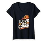 Mujer Diseño de baloncesto I Love The Coach Camiseta Cuello V