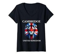 Mujer Diseño de Bandera del Reino Unido, Reino Unido, Cambridge Camiseta Cuello V