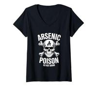 Mujer Diseño de Calavera con Veneno de arsénico, no bebas Camiseta Cuello V