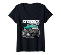 Mujer Diseño de camioneta Todoterreno St George Utah 4×4 Camiseta Cuello V