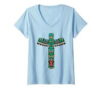 Mujer Diseño de Camiseta de águila tótem Nativo Americano y espíritus Camiseta Cuello V