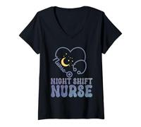 Mujer Diseño de camiseta de enfermera de turno nocturno Camiseta Cuello V