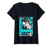 Mujer Diseño de Carril gráfico Floral de Tokio Cyberpunk Camiseta Cuello V