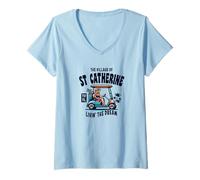 Mujer Diseño de carrito de golf The Village of St Catherine Camiseta Cuello V
