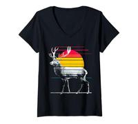 Mujer Diseño de Ciervos para Amantes de los Animales del Bosque Camiseta Cuello V