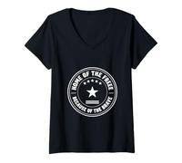 Mujer Diseño de círculo patriótico Valiente Libre Camiseta Cuello V