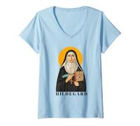 Mujer Diseño de Cita inspiradora de Santa Hildegarda de Bingen Camiseta Cuello V