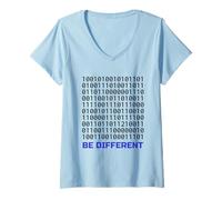 Mujer Diseño de código Binario Be Different | Programador de codificación Nerd IT Camiseta Cuello V