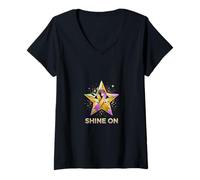 Mujer Diseño de Conciencia Inspirado en Shine On Star Ribbon Camiseta Cuello V