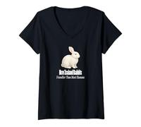 Mujer Diseño de Conejos de Nueva Zelanda más amigable Que la mayoría de los Humanos Camiseta Cuello V