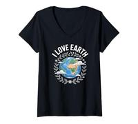 Mujer Diseño de conservación I Love Earth Planet Camiseta Cuello V