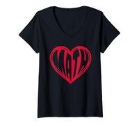 Mujer Diseño de corazón de amor matemático Camiseta Cuello V
