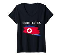 Mujer Diseño de Corea del Norte Camiseta Cuello V