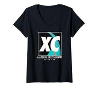 Mujer Diseño de Corredor XC Vintage de Cross Country Art de California Camiseta Cuello V
