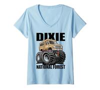 Mujer Diseño de Dibujos Animados de un camión Que aterriza en el Bosque Nacional Dixie, Utah Camiseta Cuello V