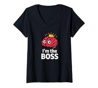 Mujer Diseño de Dibujos Animados I'm The Boss Brain para niños y Adultos Camiseta Cuello V