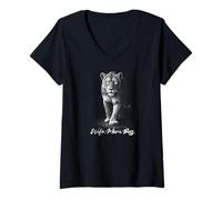 Mujer Diseño de Esposa mamá y Jefe Leona para el día de la Madre Fuerte Camiseta Cuello V