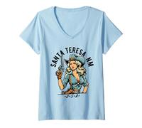 Mujer Diseño de estilo vaquero de Santa Teresa, Nuevo México, EE. UU. Camiseta Cuello V
