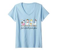 Mujer Diseño de Estudiante de Ganso de Cuarto Grado Camiseta Cuello V