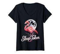 Mujer Diseño de Fan de Sleep Token y Flamingo Vibes Camiseta Cuello V