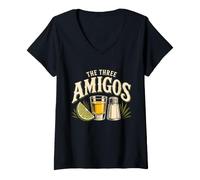 Mujer Diseño de Fiesta de Tequila de Three Amigos Cinco de Mayo Camiseta Cuello V