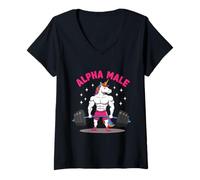Mujer Diseño de Gimnasio Alpha Male Unicorn Gym Camiseta Cuello V