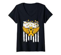 Mujer Diseño de Guerrero de cáncer de Hueso de EE Camiseta Cuello V