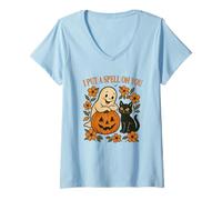 Mujer Diseño de Halloween con Texto en inglés I Put A Spell On You Camiseta Cuello V