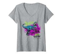 Mujer Diseño de Halloween de Jurassic Park Más Grande Más Fuerte Más Camiseta Cuello V