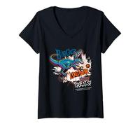 Mujer Diseño de Halloween de Jurassic Park más Grande y más golosinas Camiseta Cuello V