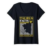 Mujer Diseño de Hechos del Zodiaco Tauro - Datos del Zodiaco Divertido Tauro Camiseta Cuello V